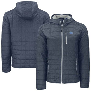 �J�b�^�[�A���h�o�b�N ���f�B�[�X �A�E�^�[ �W���P�b�g�E�u���]�� �q�[�� Men'sCutter & Buck Anthracite North Carolina Tar Heels Rainier Eco PrimaLoft Hooded Full-Zip Jacket Unc Grey �O���[