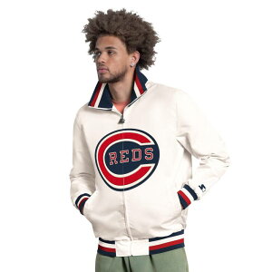 �X�^�[�^�[ ���f�B�[�X �A�E�^�[ �W���P�b�g�E�u���]�� �L���b�v ���S Men'starter White Cincinnati Reds The Captain Cooperstown Logo Full-Zip Varsity Jacket Red White �z���C�g