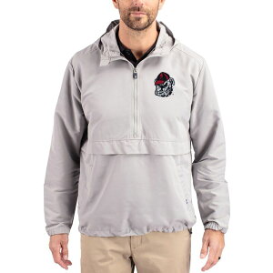 �J�b�^�[�A���h�o�b�N ���f�B�[�X �g�b�v�X T�V���c �W���P�b�g Men's Cutter & Buck Gray Georgia Bulldogs Charter Eco Recycled Half-Zip Anorak Jacket Uga Grey �O���[