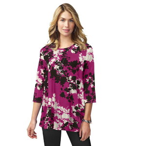 �W�F�V�J�����h�� ���f�B�[�X �g�b�v�X T�V���c �v���X�T�C�Y �j�b�g Jessica London Women's Plusize Stretch Knit Swing Tunic Raspberry Graphic