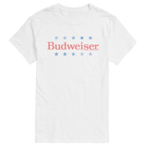 �A�j���L�����N�^�[ ���f�B�[�X �g�b�v�X T�V���c �g�[�� ���S �O���t�B�b�N Licensed Character Big & Tall Budweiser Logo Americana Distressed Graphic Tee White �z���C�g