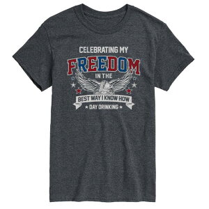 �A�j���L�����N�^�[ ���f�B�[�X �g�b�v�X T�V���c �O���t�B�b�N Licensed Character Men's Celebrating My Freedom Patriotic Eagle Graphic Tee Heather Charcoal �`���R�[��