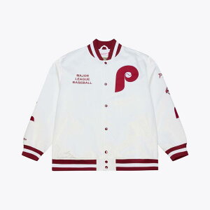 �~�b�`�F��&�l�X ���f�B�[�X �A�E�^�[ �W���P�b�g�E�u���]�� �T�e�� Men's Mitchell & Ness White Philadelphia Phillies Cooperstown Collection Lightweight Satin Full-Snap Jacket Phl White �z���C�g