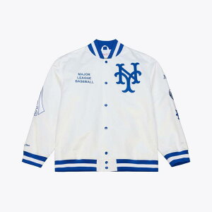 �~�b�`�F��&�l�X ���f�B�[�X �A�E�^�[ �W���P�b�g�E�u���]�� �T�e�� Men's Mitchell & Ness White New York Mets Cooperstown Collection Lightweight Satin Full-Snap Jacket Met White �z���C�g