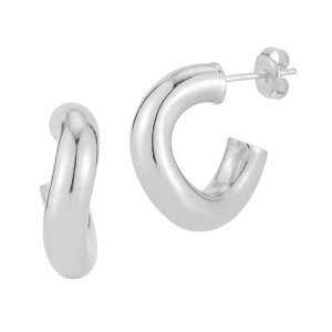 Sunkissed Sterling ���f�B�[�X �A�N�Z�T���[ �s�A�X�E�C�������O Sunkissed Sterling 14k Gold Over Silver Small Wave Tube Hoop Earringsilver Tone �V���o�[