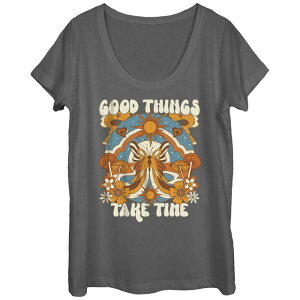�A���u�����f�b�h ���f�B�[�X �g�b�v�X T�V���c �O���t�B�b�N Unbranded Juniors' Good Things Retro Scoop Neck Graphic Tee Charcoal �`���R�[��