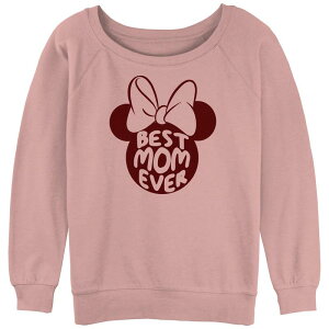�f�B�Y�j�[ ���f�B�[�X �g�b�v�X T�V���c �p�C�� Disney's Minnie Mouse Juniors' Head Best Mom Ever Slouchy Terry Pullover Desert Pink �s���N