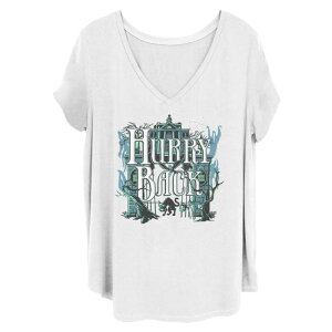 �f�B�Y�j�[ ���f�B�[�X �g�b�v�X T�V���c V�l�b�N Disney's The Haunted Mansion Women's Hurry Back Gate V-Neck Tee Navy �l�C�r�[
