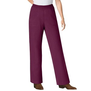 �E�[�}�� �E�B�Y�C�� ���f�B�[�X �{�g���X �f�j���p���c �v���X�T�C�Y �v�` �W�[���Y Woman Within Plusize Petite Fineline Stretch Denim Wide-Leg Pull-On Jeans Deep Claret �f�j��