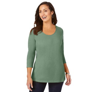 �W�F�V�J�����h�� ���f�B�[�X �g�b�v�X T�V���c �v���X�T�C�Y �R�b�g�� Jessica London Women's Plusize Stretch Cotton Scoop Neck Tee Olive Drab Tribal �I���[�u