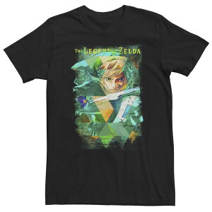 �A�j���L�����N�^�[ ���f�B�[�X �g�b�v�X T�V���c �g�[�� Licensed Character Big & Tall The Legend Of Zelda Link Triangles Pattern Portraitee Black �u���b�N