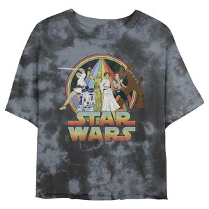 �X�^�[ �E�H�[�Y ���f�B�[�X �g�b�v�X T�V���c ���B���e�[�W �O���t�B�b�N Juniors' Star Wars: Rainbow Group Shot Vintage Poster Wash Graphicrop Tee Black Charcoal �u���b�N