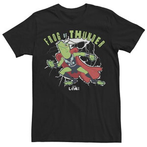 �A�j���L�����N�^�[ ���f�B�[�X �g�b�v�X T�V���c Licensed Character Men's Marveloki Frog Of Thunder Animated Portraitee Black �u���b�N