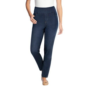 �E�[�}�� �E�B�Y�C�� ���f�B�[�X �{�g���X �f�j���p���c �v���X�T�C�Y �W�[���Y Woman Within Plusize Slim-Leg Pull-On Gap-Free Stretch-Denim Jeans Indigo Sanded �C���f�B�S