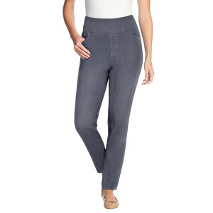 �E�[�}�� �E�B�Y�C�� ���f�B�[�X �{�g���X �f�j���p���c �v���X�T�C�Y �W�[���Y Woman Within Plusize Slim-Leg Pull-On Gap-Free Stretch-Denim Jeanstonewash Sanded �f�j��