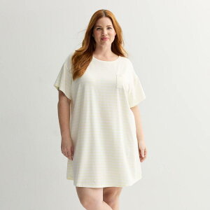 �\�m�} ���f�B�[�X �A���_�[�E�F�A �i�C�g�E�F�A �v���X�T�C�Y �V���c �j�b�g Plusize Sonoma Goods For Life Knit Sleep Shirt Light Yellow Stripe �C�G���[