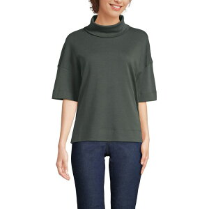 �����Y�G���h ���f�B�[�X �g�b�v�X T�V���c �^�[�g���l�b�N Women's Lands' End Short Sleeve Supima Turtleneck Evening Forest �t�H���X�g