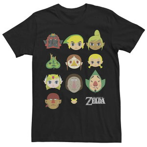 �A�j���L�����N�^�[ ���f�B�[�X �g�b�v�X T�V���c Licensed Character Men's Nintendo Legend of Zelda Simple Character Faces Tee Black �u���b�N