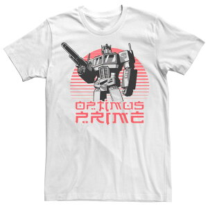 �A�j���L�����N�^�[ ���f�B�[�X �g�b�v�X T�V���c Licensed Character Men's Transformers Optimus Prime Lined Sunset Portraitee White �z���C�g