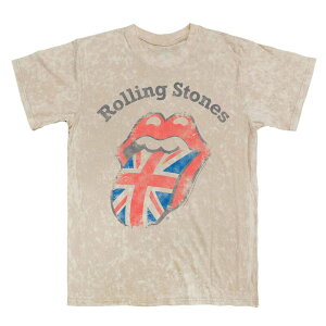 �A�j���L�����N�^�[ ���f�B�[�X �g�b�v�X T�V���c �O���t�B�b�N Licensed Character Men's Rolling Stones Union Jack Flag Mineral Wash Graphic Tee Natural Mineral Wash