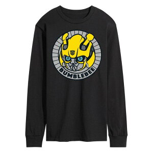 �A�j���L�����N�^�[ ���f�B�[�X �g�b�v�X T�V���c �O���t�B�b�N Licensed Character Men's Transformers Bumblebee Badge Long Sleeve Graphic Tee Black �u���b�N