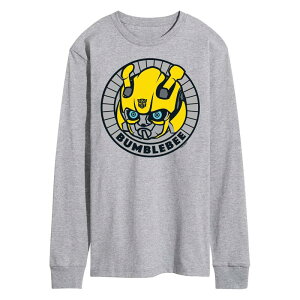 �A�j���L�����N�^�[ ���f�B�[�X �g�b�v�X T�V���c �O���t�B�b�N Licensed Character Men's Transformers Bumblebee Badge Long Sleeve Graphic Tee Gray �O���[