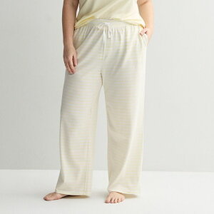 �\�m�} ���f�B�[�X �A���_�[�E�F�A �i�C�g�E�F�A �v���X�T�C�Y �p���c �R�b�g�� Plusize Sonoma Goods For Life Cotton Modal Open Hem Sleepants Yellow Stripe �C�G���[