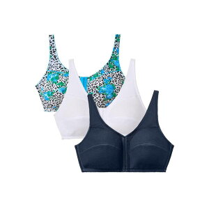 �R���t�H�[�g �`���C�X ���f�B�[�X �A���_�[�E�F�A �u���W���[ �v���X�T�C�Y �R�b�g�� Comfort Choice Women's Plusize 3-Pack Front-Close Cotton Wireless Bra Evening Blue Pack �u���[