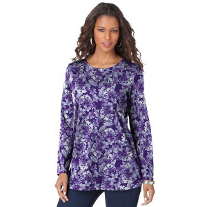 ���A�}���Y ���f�B�[�X �g�b�v�X T�V���c �N���[�l�b�N �v���X�T�C�Y �R�b�g�� Roaman's Women's Plusize Cotton Ultimate Long Sleeve Crewneck Tee Midnight Violet �o�C�I���b�g