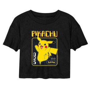 �A�j���L�����N�^�[ ���f�B�[�X �g�b�v�X T�V���c �N���b�v�h Licensed Character Juniors' Pokmon Pikachu Cropped Tee Black �u���b�N