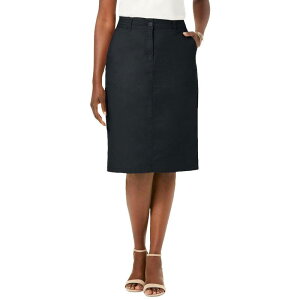 �W�F�V�J�����h�� ���f�B�[�X �{�g���X�J�[�g �v���X�T�C�Y �R�b�g�� Jessica London Women's Plusize Stretch Cotton Chino Skirt Black �u���b�N