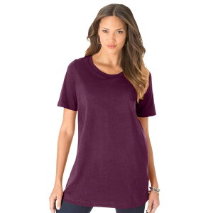 ���A�}���Y ���f�B�[�X �g�b�v�X T�V���c �N���[�l�b�N �v���X�T�C�Y �R�b�g�� Roaman's Women's Plusize Cotton Ultimate Crewneck Tee Dark Berry
