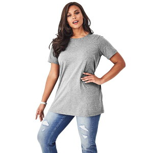 ���A�}���Y ���f�B�[�X �g�b�v�X T�V���c �N���[�l�b�N �v���X�T�C�Y �R�b�g�� Roaman's Women's Plusize Cotton Ultimate Crewneck Tee Heather Grey �O���[