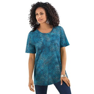 ���A�}���Y ���f�B�[�X �g�b�v�X T�V���c �N���[�l�b�N �v���X�T�C�Y �R�b�g�� Roaman's Women's Plusize Cotton Ultimate Crewneck Tee Ocean Mini Animal �A�j�}��
