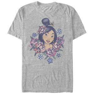 �f�B�Y�j�[ ���f�B�[�X �g�b�v�X T�V���c ���B���e�[�W �t�����[�� �t�����[ Men's Disney's Mulan Floral Portrait Vintage Tee Athletic Heather �w�U�[