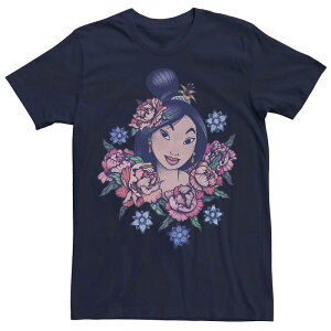�f�B�Y�j�[ ���f�B�[�X �g�b�v�X T�V���c ���B���e�[�W �t�����[�� �t�����[ Men's Disney's Mulan Floral Portrait Vintage Tee Navy �l�C�r�[