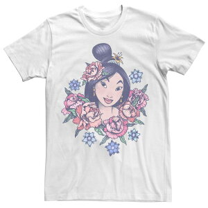 �f�B�Y�j�[ ���f�B�[�X �g�b�v�X T�V���c ���B���e�[�W �t�����[�� �t�����[ Men's Disney's Mulan Floral Portrait Vintage Tee White �z���C�g