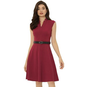 �A���O�� �P�[ ���f�B�[�X �g�b�v�X �����s�[�X �m�[�X���[�u ALLEGRA K Elegant Dress For Women'split Neck Wear To Work Sleeveless Dresses Wine Red ���b�h