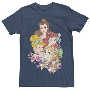 �A�j���L�����N�^�[ ���f�B�[�X �g�b�v�X T�V���c �t�����[�� �t�����[ Licensed Character Men's Disney Princesses Floral Belle Cinderellariel Rapunzel Tee Navy Hthr �l�C�r�[