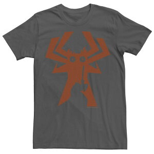 �A�j���L�����N�^�[ ���f�B�[�X �g�b�v�X T�V���c Licensed Character Men's Cartoonetwork Samurai Jack Faces Aku Silhouettee Charcoal �`���R�[��