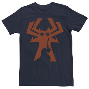 �A�j���L�����N�^�[ ���f�B�[�X �g�b�v�X T�V���c Licensed Character Men's Cartoonetwork Samurai Jack Faces Aku Silhouettee Navy �l�C�r�[
