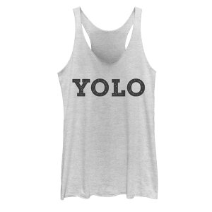 �A���u�����f�b�h ���f�B�[�X �g�b�v�X T�V���c �O���t�B�b�N Unbranded Juniors' Yolo You Only Live Once Graphic Tank Top White Heather �z���C�g