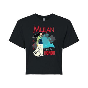 �f�B�Y�j�[ ���f�B�[�X �g�b�v�X T�V���c �N���b�v�h Disney's Mulan Juniors' Live By Honor Cropped Tee Black �u���b�N