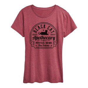 �A�j���L�����N�^�[ ���f�B�[�X �g�b�v�X T�V���c Licensed Character Women's Black Cat Apothecary Sign Halloween Tee Dark Red ���b�h
