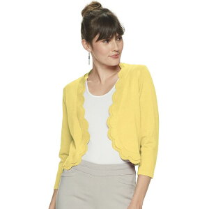 �j�i���I�i���h ���f�B�[�X �A�E�^�[ �j�b�g�E�Z�[�^�[ Women's Nina Leonard Scallop Trim Bolero Yellow �C�G���[