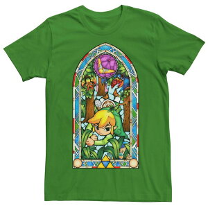 �A�j���L�����N�^�[ ���f�B�[�X �g�b�v�X T�V���c Licensed Character Men's Nintendo Legend Of Zelda Stained Glasshort Sleeve Tee Kelly