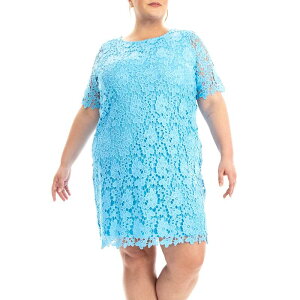 �j�i���I�i���h ���f�B�[�X �g�b�v�X �����s�[�X �v���X�T�C�Y ���[�X Plusize Nina Leonard Lace Sheath Dress Carolina Blue �u���[
