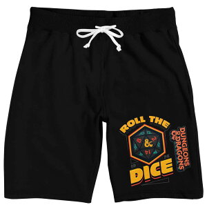 �A�j���L�����N�^�[ ���f�B�[�X �A���_�[�E�F�A �i�C�g�E�F�A �V���[�g�p���c Licensed Character Men's Dungeons & Dragons Roll the Dice Pajama Shorts Dice Black �u���b�N