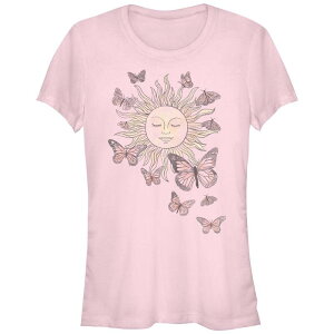 �A�j���L�����N�^�[ ���f�B�[�X �g�b�v�X T�V���c Licensed Character Juniors' Peaceful Sun Monarch Butterflies Fitted Tee Light Pink �s���N