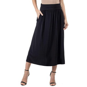 24 �Z�u���R���t�H�[�g ���f�B�[�X �{�g���X�J�[�g �}�L�V Women's 24Seven Comfort Apparel Foldover Maxi Skirt With Pockets Black �u���b�N